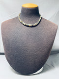 Native American Authentic Vintage Santo Domingo Brown Shell Sterling Silver Choker Necklace-Nativo Arts