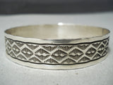 Impressive Navajo Sterling Silver Bangle Bracelet Native American-Nativo Arts