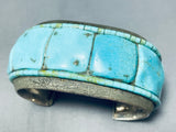 Important Vintage Native American Navajo Turquoise Heishi Heavy Sterling Silver Bracelet-Nativo Arts