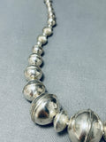 Rare Longer Vintage Native American Navajo Sterling Silver Bead And Long Cone Necklace-Nativo Arts