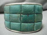 Native American Colossal Stone To Stone Inlay Green Turquoise Sterling Silver Bracelet-Nativo Arts