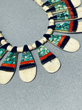 Native American Very Rare Authentic Early 1900's Vintage Santo Domingo Turquoise Necklace-Nativo Arts