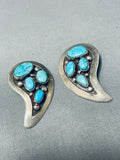 Native American Angel Wings Of Turquoise Vintage Navajo Sterling Silver Earrings-Nativo Arts