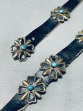 For Jeans! Vintage Native American Navajo Hand Tooled Sterling Silver Turquoise Concho Belt-Nativo Arts