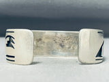 Long Wave Vintage Native American Hopi Hand Carved Sterling Silver Bracelet Cuff-Nativo Arts