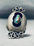 Rare Bisbee Turquoise Vintage Native American Navajo Sterling Silve Runique Ring Old-Nativo Arts