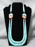 Museum Vintage Santo Domingo Native American Navajo #8 Turquoise Sterling Silver Necklace-Nativo Arts