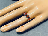 Outstanding Native American Navajo Coral Sterling Silver Ring-Nativo Arts