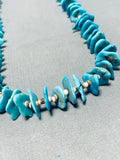 Rare longer Vintage Native American Navajo Easter Blue Turquoise Sterling Silver Necklace-Nativo Arts