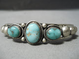 Breathtaking Vintage Native American Navajo Carico Lake Turquoise Sterling Silver Bracelet-Nativo Arts