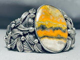 Gigantic San Felipe Huge Honeybee Oval Sterling Silver Leaves Bracelet-Nativo Arts