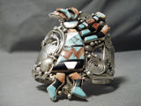 Big And Crazy Native American Navajo Turquoise Sterling Silver Kachina Bracelet-Nativo Arts