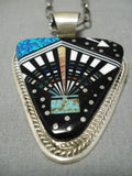 Important Intricate Native American Navajo Opal Sterling Silver Turquoise Inlay Necklace-Nativo Arts