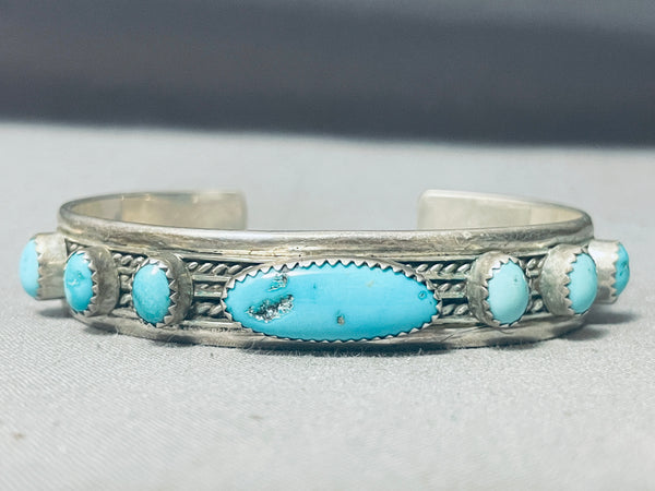 Breathtaking Vintage Native American Navajo Turquoise Row Sterling