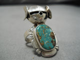 Incredible Detailed Native American Navajo Royston Turquoise Sterling Silver Kachina Ring-Nativo Arts