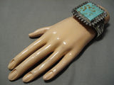 One Of The Best Vintage Native American Navajo Squared #8 Turquoise Sterling Silver Bracelet-Nativo Arts