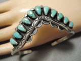 Waving Tears Of Turquoise Green Sterling Silver Native American Navajo Bracelet Old-Nativo Arts