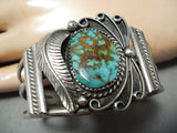 Swirling Silver Work Vintage Native American Navajo Royston Turquoise Sterling Bracelet-Nativo Arts