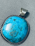 Chim Butte Vintage Native American Navajo Turquoise Sterling Silver Pendant-Nativo Arts