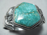 Vivid Kirk Smith Vintage Native American Navajo Carico Turquoise Sterling Silver Bracelet-Nativo Arts