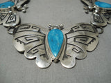 Amazing Everett Teller Vintage Native American Navajo Teardrop Turquoise Necklace Old-Nativo Arts