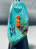 Native American One Of The Most Intricate Vintage Zuni Turquoise Sterling Silver Ring-Nativo Arts