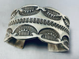 Very Heavy 127 Gram Deep Stamp Vintage Native American Navajo Sterling Silver Bracelet-Nativo Arts