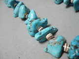 Superior Vintage Native American Navajo Turquoise Nugget Sterling Silver Shell Necklace-Nativo Arts