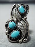 Expressive Vintage Navajo Turquoise Sterling Silver Ring Native American Old-Nativo Arts