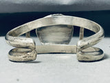 Heavy Thick Vintage Native American Navajo Gilber Turquoise Sterling Silver Bracelet-Nativo Arts