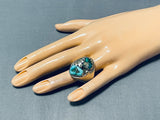 Exceptional Vintage Native American Navajo Kingman Turquoise Sterling Silver Ring-Nativo Arts