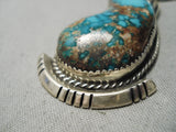Museum Vintage Native American Navajo Carico Lake Turquoise Sterling Silver Necklace Old-Nativo Arts