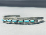 Elegant Vintage Native American Zuni Blue Gem Turquoise Sterling Silver Bracelet-Nativo Arts