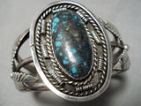 Important Vintage Native American Navajo Lander Blue Turquoise Sterling Silver Bracelet-Nativo Arts
