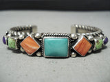 Heavy Wire Vintage Native American Navajo Turquoise Sterling Silver Lapis Bracelet-Nativo Arts