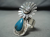 Unbelievable Native American Navajo Bisbee Turquoise Sterling Silver Ring-Nativo Arts
