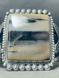 One Of The Most Unique Vintage Native American Navajo Petrified Wood Sterling Silver Bracelet-Nativo Arts