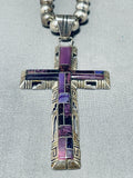 The Best Vintage Native American Navajo Charoite Cross Sterling Silver Necklace-Nativo Arts