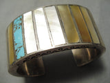 One Of Best Vintage Zuni Native American Navajo Turquoise Shell Inlay Sterling Silver Bracelet-Nativo Arts
