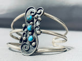 Incredible Swirl Vintage Native American Navajo Turquoise Snake Eyes Sterling Silver Bracelet-Nativo Arts