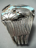 Heavy Museum Quality Vintage Native American Navajo Gilbert Turquoise Sterling Silver Bracelet-Nativo Arts