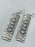 Unbelievable Native American Navajo Sterling Silver Dangle Earrings Signed Del Secatero-Nativo Arts