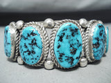 Signed Vintage Native American Navajo Sleeping Beauty Turquoise Sterling Silver Bracelet-Nativo Arts