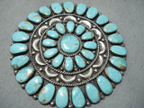 Exquisite Vintage Native American Navajo Turquoise Cluster Sterling Silver Pin Pendant-Nativo Arts