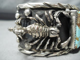 Heavy Native American #8 Turquoise Scorpion Sterling Silver Bracelet-Nativo Arts