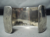 Wide Hand Tooled Vintage Native American Navajo Sterling Silver Bracelet Old-Nativo Arts