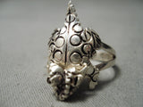 Amazing Hand Carved Navajo Horny Toad Sterling Silver Native American Ring-Nativo Arts
