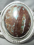 Huge Vintage Native American Navajo Domed Bisbee Turquoise Sterling Silver Bracelet Old-Nativo Arts
