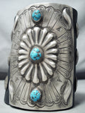 Incredible Vintage Native American Navajo Morenci Turquoise Sterling Silver Bowguard Old-Nativo Arts