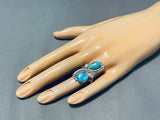 Very Rare Easter Blue Turquoise Vintage Native American Navajo Sterling Silver Ring-Nativo Arts